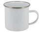 12 oz. White Enamel Camper Mug with Silver Rim