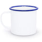 12 oz. White Enamel Camper Mug with Blue Rim