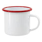 12 oz. White Enamel Camper Mug with Red Rim