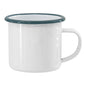 12 oz. White Enamel Camper Mug with Sage Green Rim