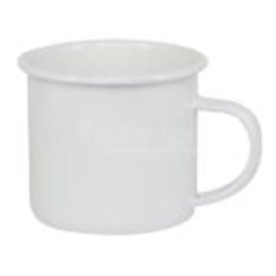 12 oz. White Enamel Camper Mug with White Rim