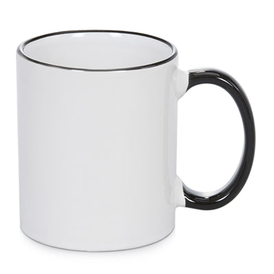 11 oz Rim & Handle Colored Mug - Black- ORCA