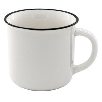 13 oz. Bone China Ceramic Mug - Black Rim