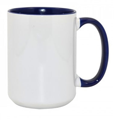 15 oz. Ceramic Mug Inner/Handle- Navy Blue- Orca