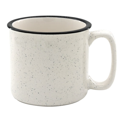 18 oz Bone China Ceramic Mug - Speckled with Black Rim