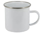 18 oz. White Enamel Camper Mug with Silver Rim